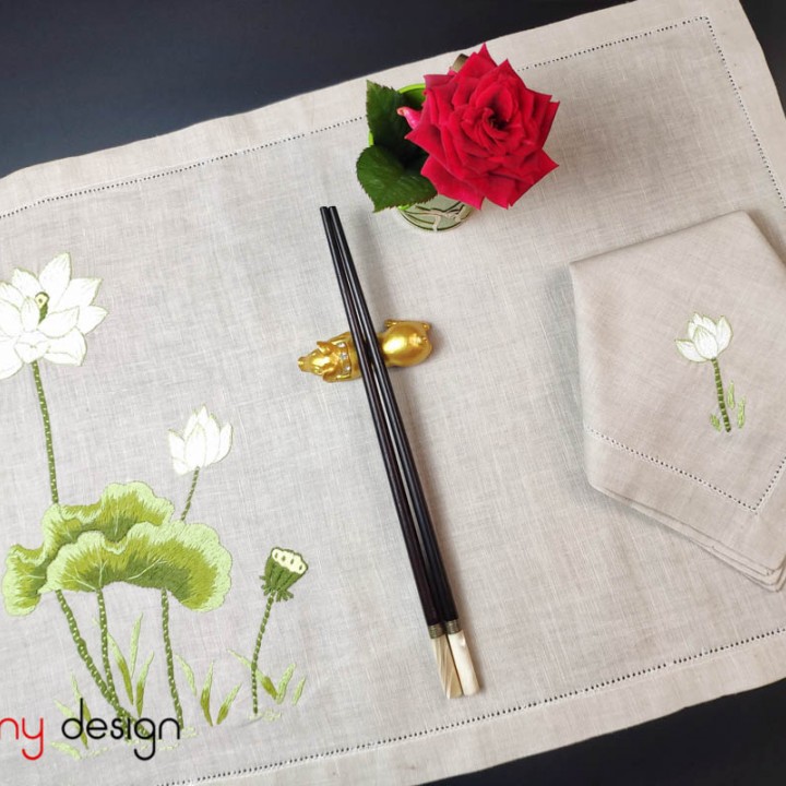 Placemat & Napkin set - lotus embroidery - TMD0300206